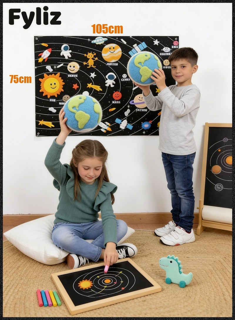 Fyliz Solar System Felt Board for Kids – Educational Montessori Space Learning Toy for Toddlers - Image 4
